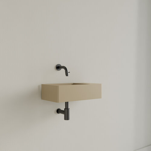 Fontein Gliss Design Freya Solid Marble 40x22x10 cm Zonder Kraangat Rechts Mat Cappuccino 