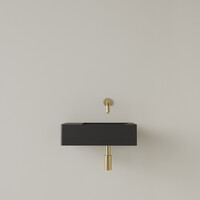 Fontein Gliss Design Freya Solid Marble 40x22x10 cm Zonder Kraangat Links Mat Zwart