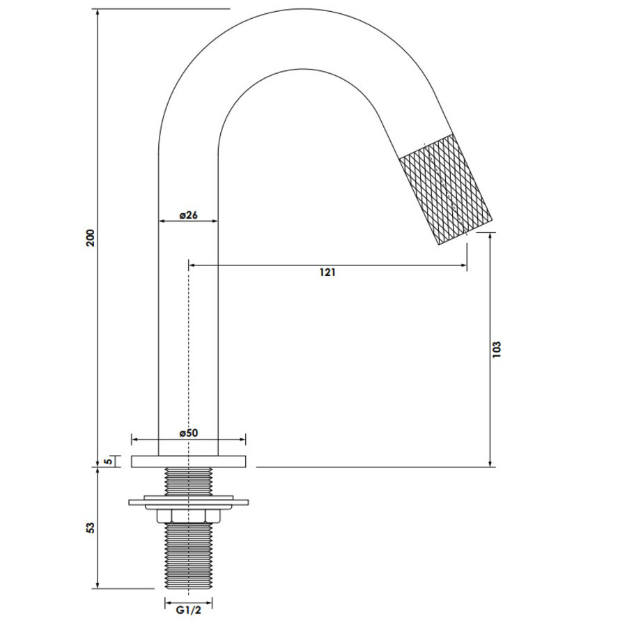 Opbouw Fonteinkraan Brauer Brushed Carving Edition Met Gebogen Uitloop RVS Geborsteld PVD