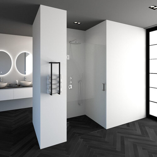 Sanitop Douchedeur Just Creating | Profielloos | 70cm | Omkeerbaar Helder Glas | Nisdeur 