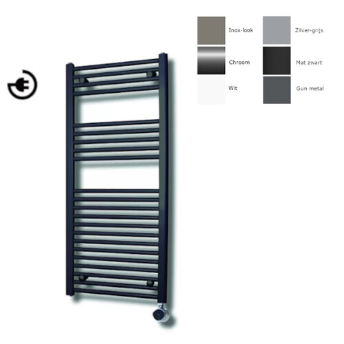 Radiator Sanicare Paxton Elektrisch 111,8 x 45 cm Gunmetal Thermostaat Chroom Linksonder 