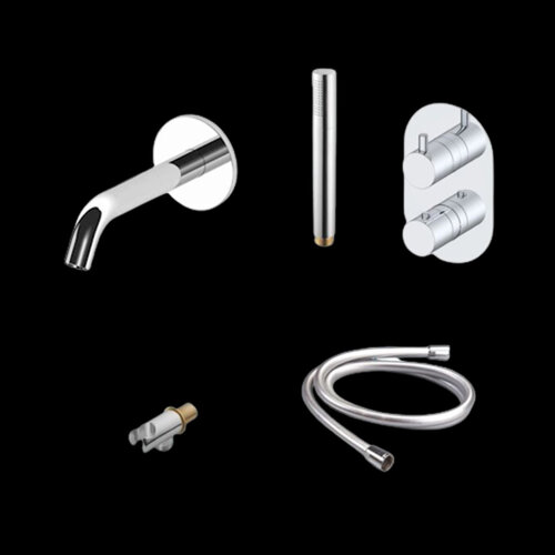 Badset Sanilux Rubb Inbouw Met Thermostaat, Doucheslang en Handdouche Chroom 