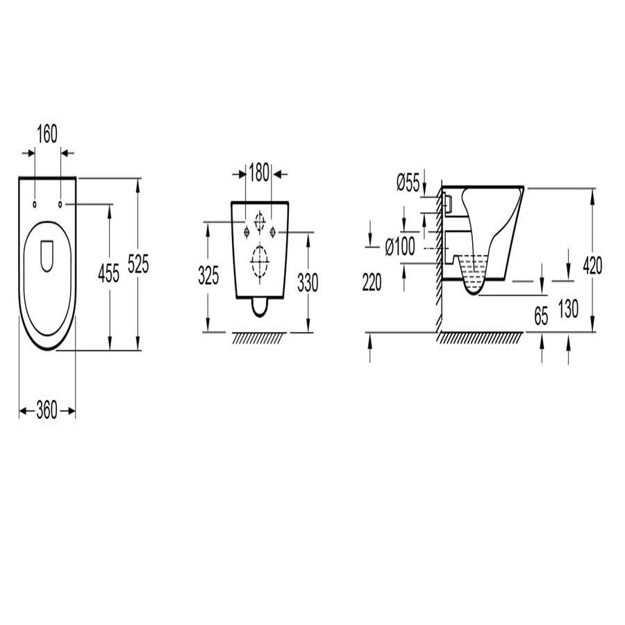 Rimless Wandcloset Wiesbaden Tornado Flush Mat Zwart Met Flatline Toiletzitting Softclose En Quick Release Mat Zwart