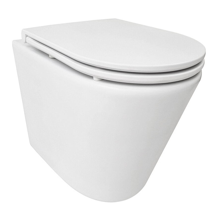 Vesta Rimless Wandcloset Tornado Wiesbaden Flush Mat Wit Met Flatline Toiletzitting Softclose En Quick Release Mat Wit