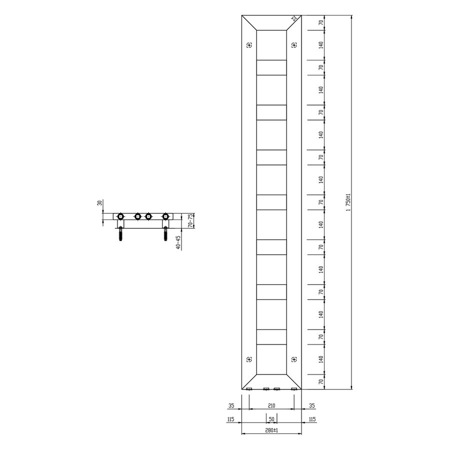 Designradiator Sapho Block 28x175 Cm Mat Wit