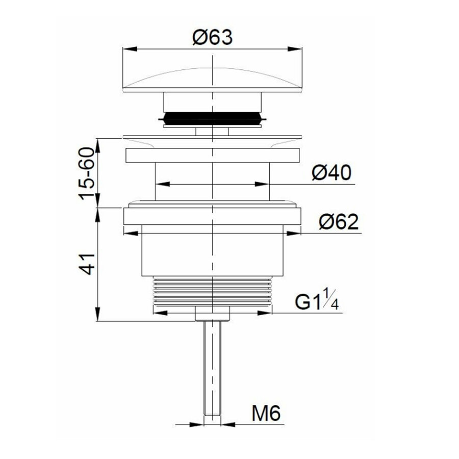 Clickwaste Luxe Wiesbaden Laag Model 5/4" Geborsteld Brons Koper