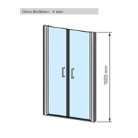 Douchedeur | 2 Pendeldeuren | Marip | 6mm | 120x190 cm | Mat Chroom