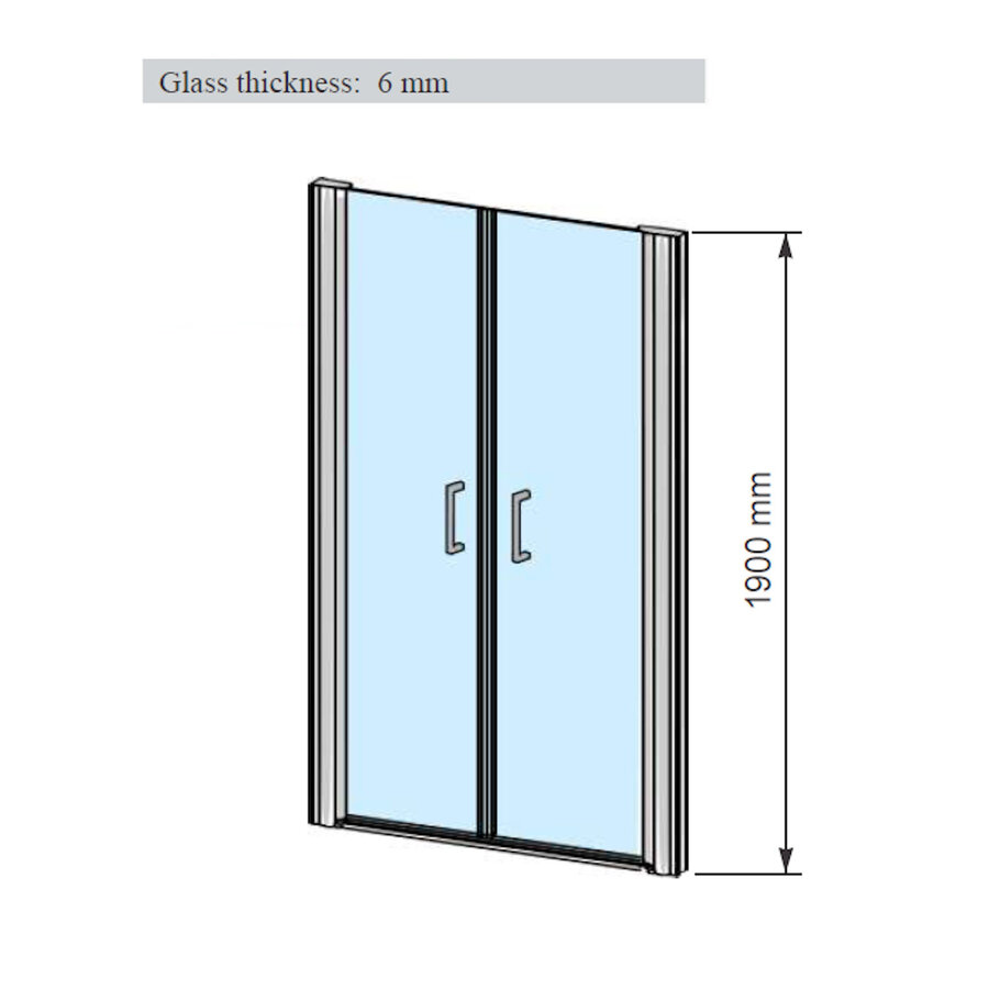 Douchedeur | 2 Pendeldeuren | Marip | 6mm | 120x190 cm | Mat Chroom