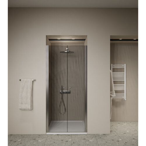 Douchedeur | 2 Pendeldeuren | Marip | 6mm | 100x190 cm | Mat Chroom 