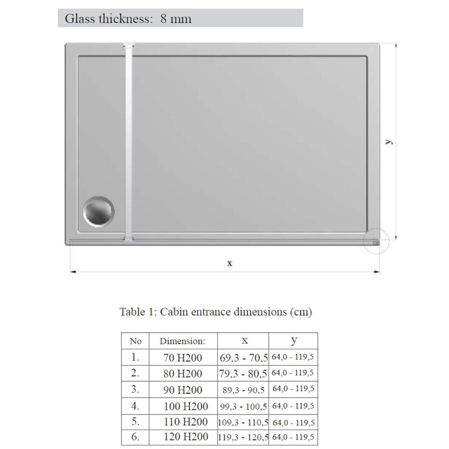 Inloopdouche BWS Elonpa Helder Glas 120x200 cm Zwart