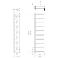 Designradiator Sapho Metro Light 30x114 cm Mat Zwart