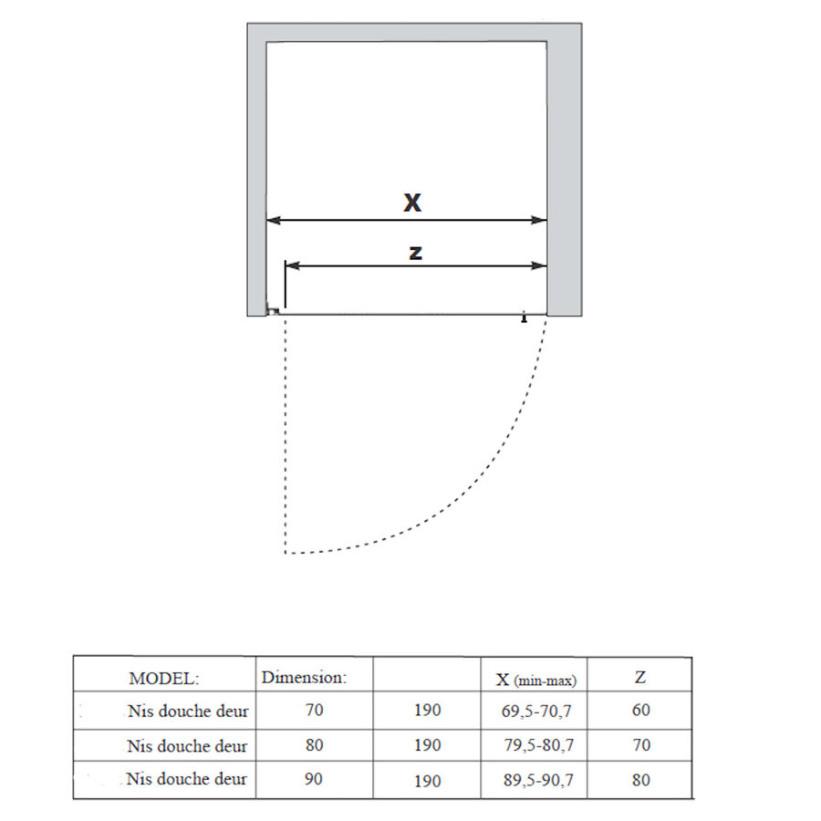 Nisdeur | BWS | Marip | 6mm | 70x190 cm | Zwart