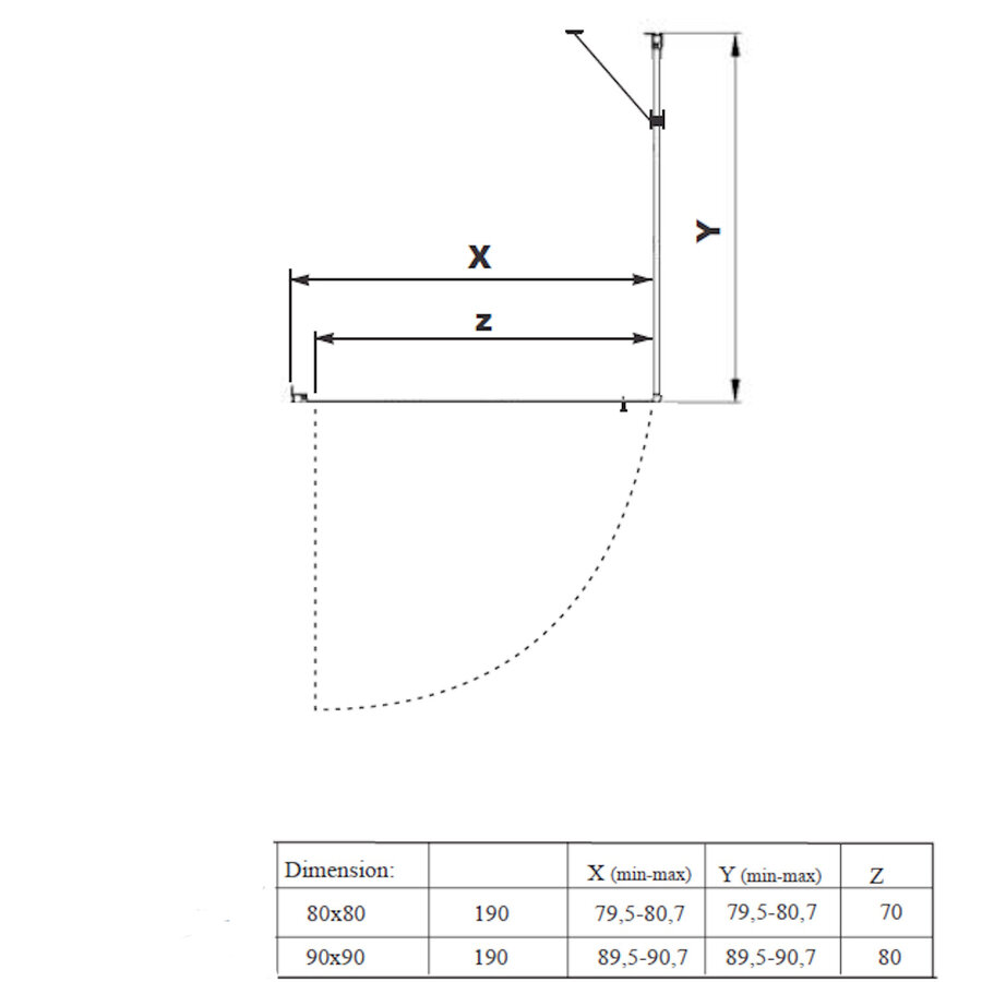 Douchecabine | BWS Gusma | 1 Deur | 90x90x190 cm | Chroom