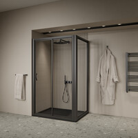 Douchecabine Schuifdeur BWS Luad 90x90x190 cm Zwart