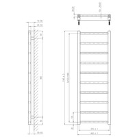 Designradiator Sapho Metro Light 40x114 cm Mat Zwart