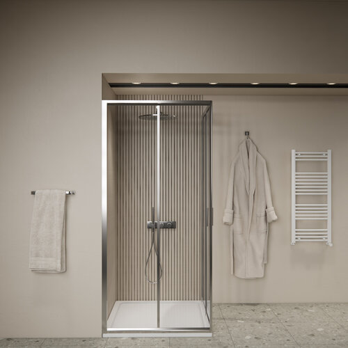 Douchecabine Dubbele Schuifdeur BWS Luad 90x90x190 cm Chroom 