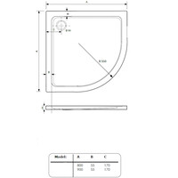 Douchebak BWS Ailah Kwartrond Acryl 90x90cm Zelfdragend Wit