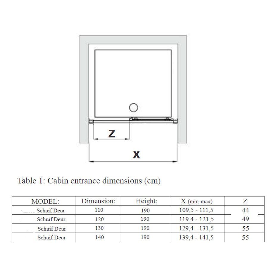 Pendeldeur BWS Arema 80x190 cm Profiel Chroom