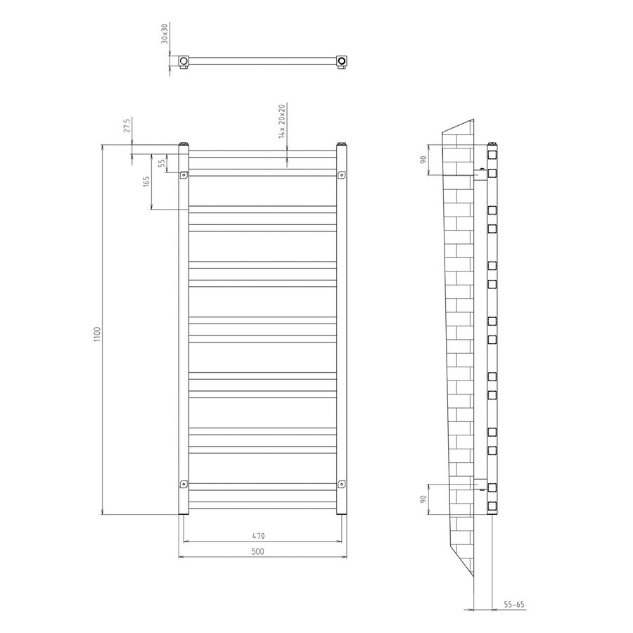 Designradiator Sapho Metro Dos 50x110 cm Chroom