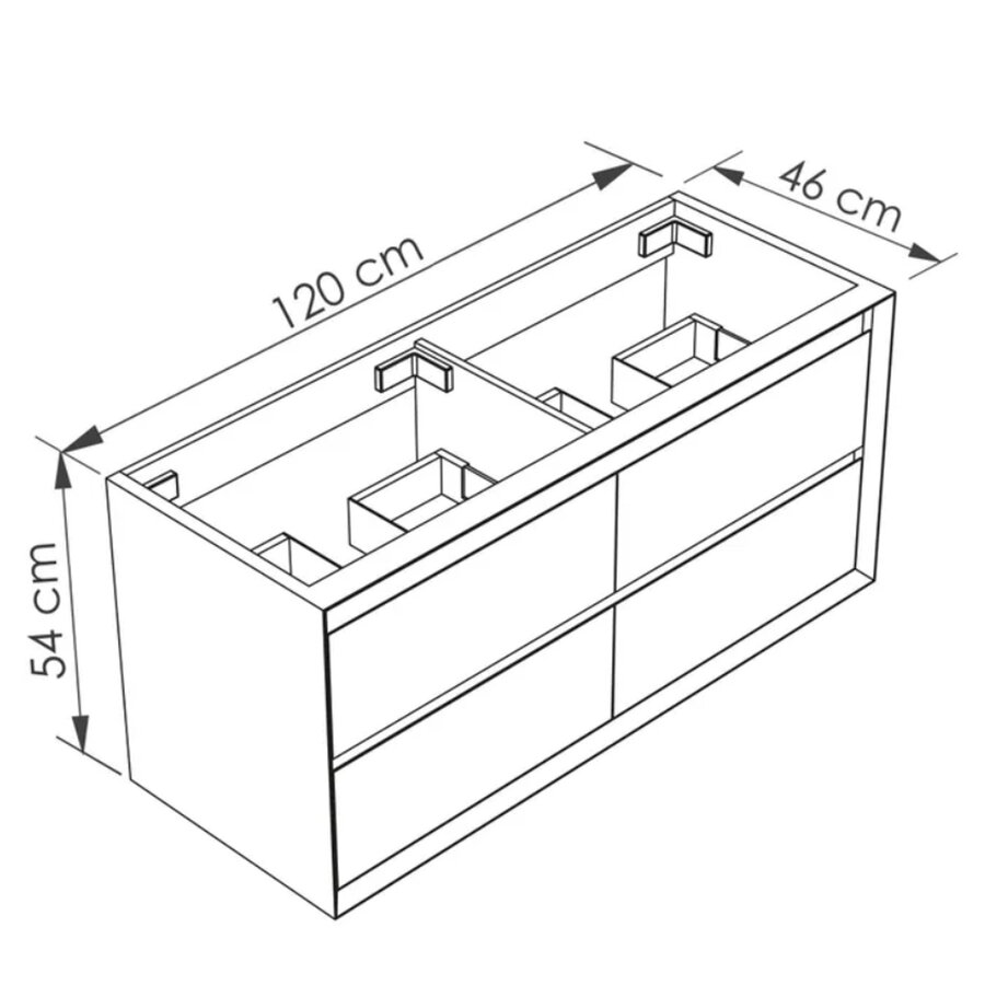 Wastafelonderbouw Allibert Delta 120 cm Mat Zwart