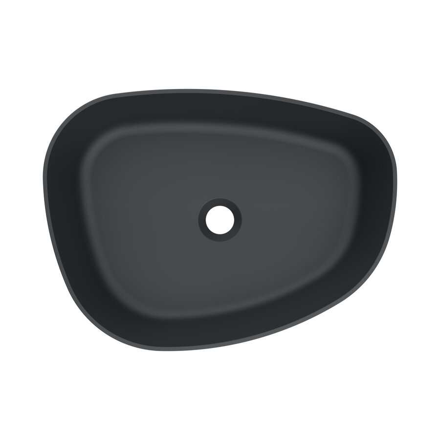 Waskom Arcqua Rocker Cast Marble 50x37 cm Organisch Links Mat Antraciet