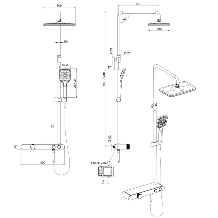 Opbouw Regendouchekraan Met Planchet Chroom Wit