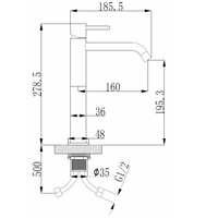 Wastafelmengkraan Hoog Wiesbaden Style XL Uitloop 19.5 cm 1-hendel Geborsteld Staal