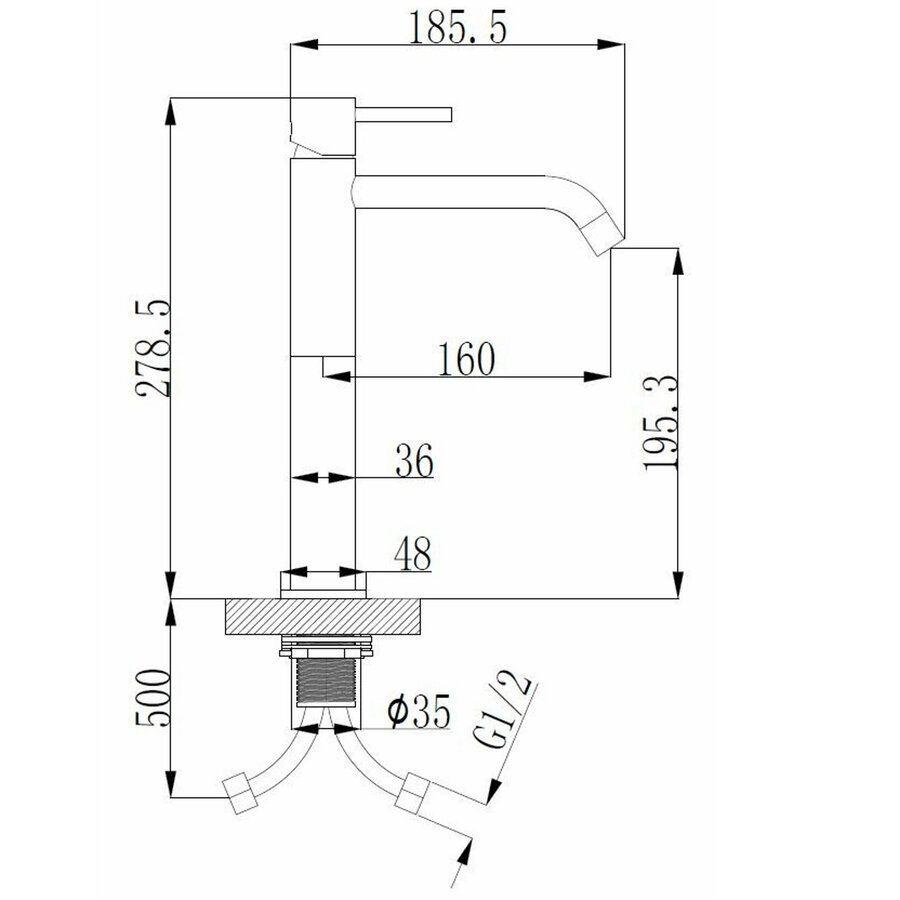 Wastafelmengkraan Hoog Wiesbaden Style XL Uitloop 19.5 cm 1-hendel Geborsteld Staal