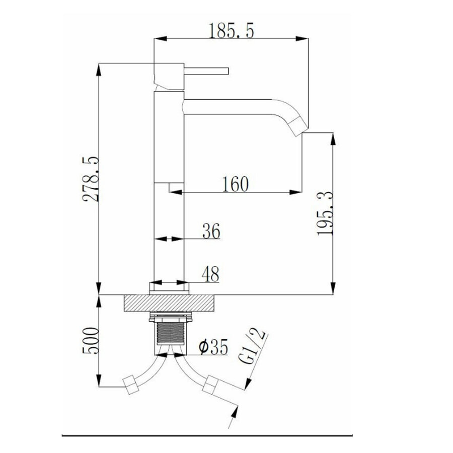 Wastafelmengkraan Hoog BWS Uitloop 19.5 cm 1-hendel Geborsteld Staal