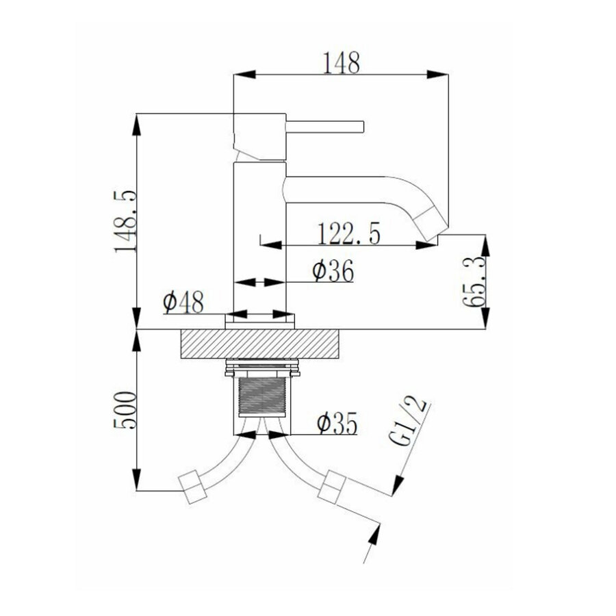 Wastafelmengkraan Opbouw BWS Uitloop 6.5 cm 1-hendel Gunmetal
