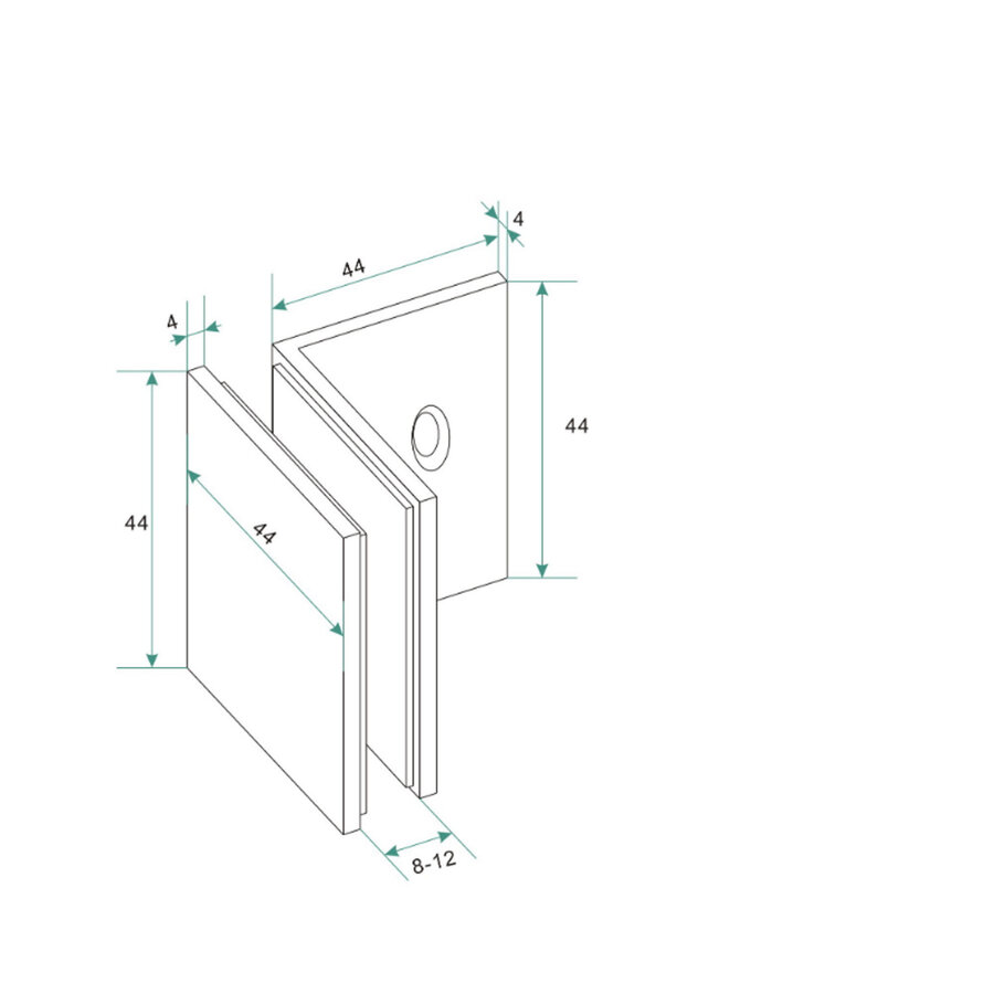 Glaskoppeling Set tbv Inloopdouche BWS Mark Zonder Profiel Geborsteld Messing Goud