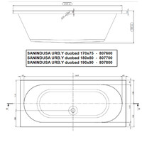 Badpaneel 80 cm toebehoren Ligbad Sanindusa Urb.y 180x80 cm Acryl Wit