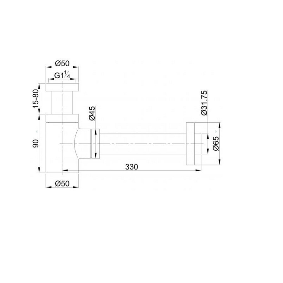 Sifon BWS Mark 5/4 laag Geborsteld Messing Goud