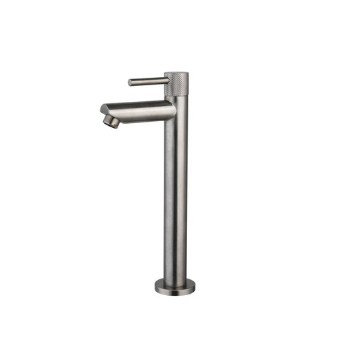 Fonteinkraan Opbouw Sanilux Ribb Hoog Rond Met Geribbeld Knop Gunmetal 