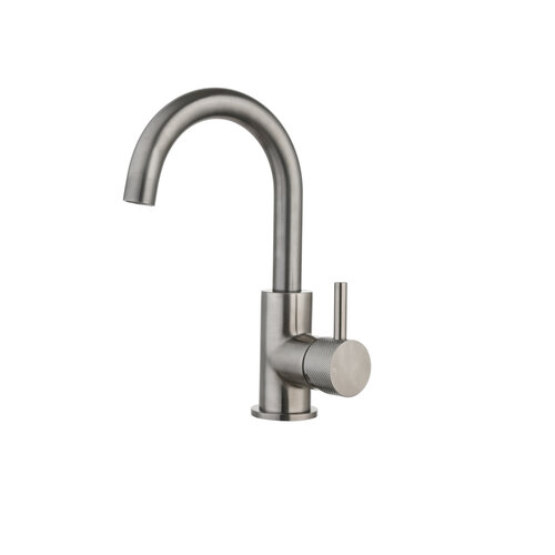 Wastafelmengkraan Opbouw Sanilux Largo Met Draaibare Uitloop En Geribbeld Knop Gunmetal 