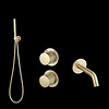 Badset Inbouw Sanilux Hops Met Box Thermostaat Muurbevestiging Met Geribbeld Knop Goud Geborsteld