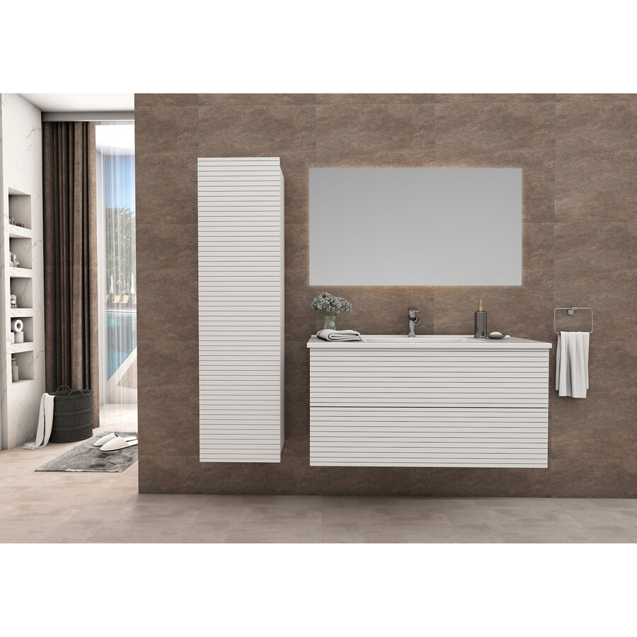 Onderkast BWS Elite 80x45x50 cm Met Horizontaal Reliëf Mat Wit