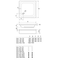 Douchebak BWS Nua Vierkant Acryl 80x80cm Wit