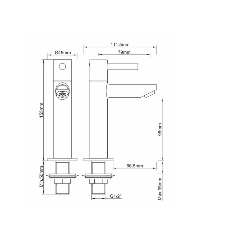 Fonteinkraan Wiesbaden Amador XL Hoog 1/2 Geborsteld Brons Koper