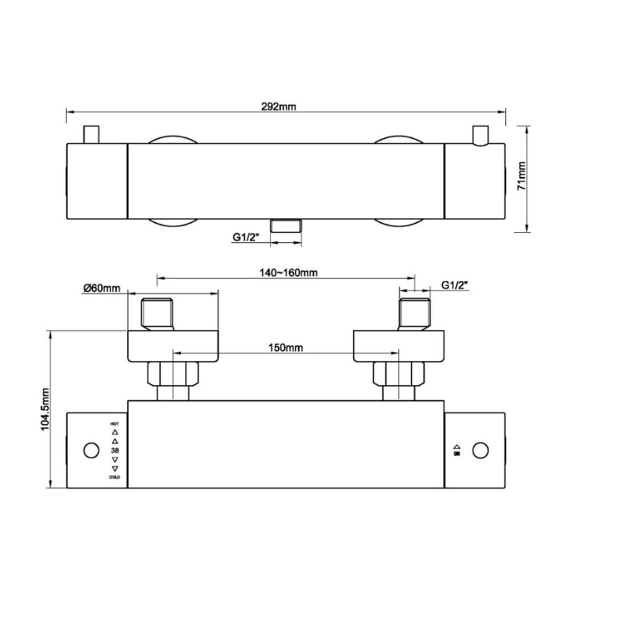 Douchethermostaat BWS Karsten Geborsteld Brons Koper