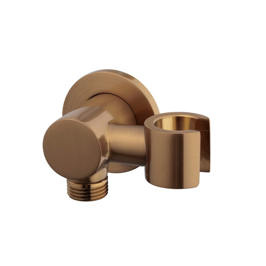 Wandaansluitbocht BWS Danielle Met Kantelbare Handdouchehouder Rond 1/2" Geborsteld Brons Koper