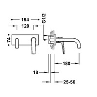 Wastafelkraan Inbouw Tres Fuji 18 Cm Met Bedieningsplaat Mat Rose Gold