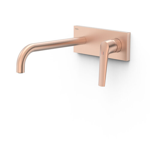 Wastafelkraan Inbouw Tres Fuji 24 Cm Met Bedieningsplaat Mat Rose Gold 