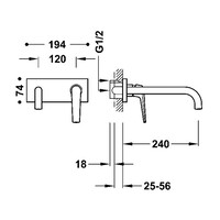 Wastafelkraan Inbouw Tres Fuji 24 Cm Met Bedieningsplaat Mat Rose Gold