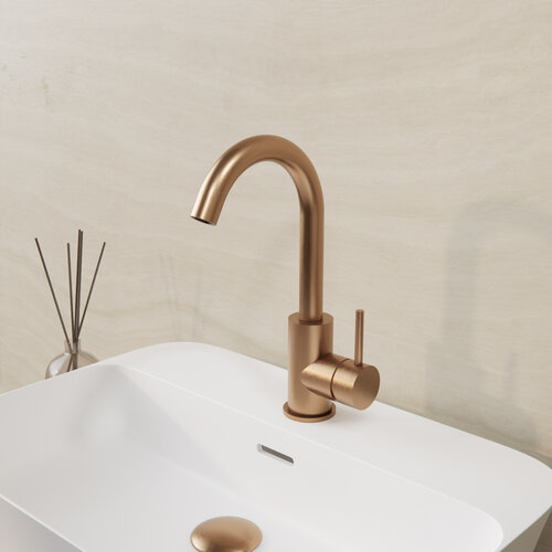 Opbouw Wastafelkraan Wiesbaden Camal Met Draaibare Uitloop Geborsteld Brons Koper 