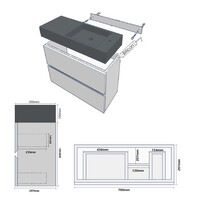 Badmeubel Casajoy Bold Onderkast 80 cm Eiken Met Wastafel Van Natuursteen 2 Lades
