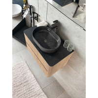 Badmeubel Casajoy Bold Onderkast 80 cm 2 Lades Eiken Met Topblad Donkergrijs