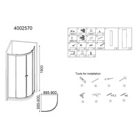 Douchecabine Best Design Project 1/4 Ronde Douchecabine 90x90x190cm Glas 5mm Aluminium Profiel