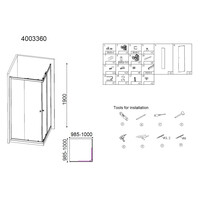 Best-Design "Project" Douche Hoekinstap 100x100x190cm Glas 5mm Aluminium Profiel