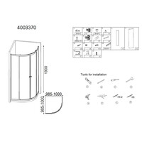 Best-Design "Project" 1/4 Ronde Douchecabine 100x100x190cm Glas 5mm Aluminium Profiel
